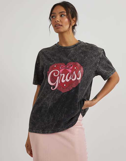 Skinnydip london gross t-shirt in acid wash in grey