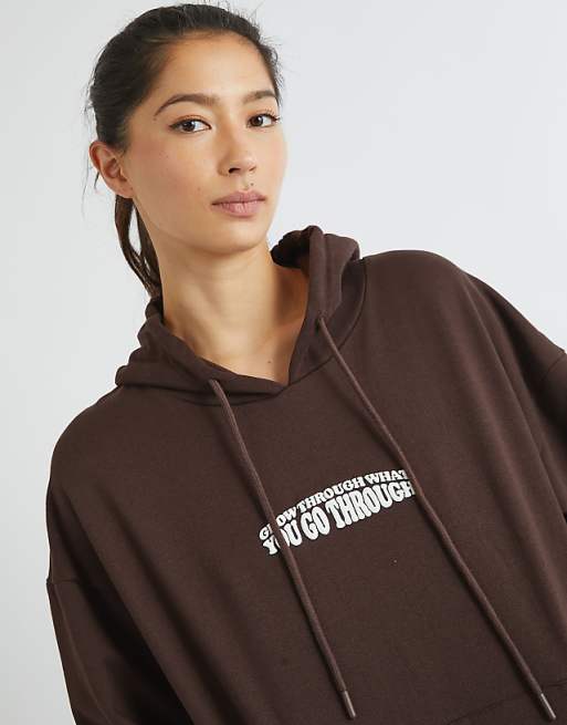 Skinnydip London Grow Through What You Go Through Hoodie In Brown