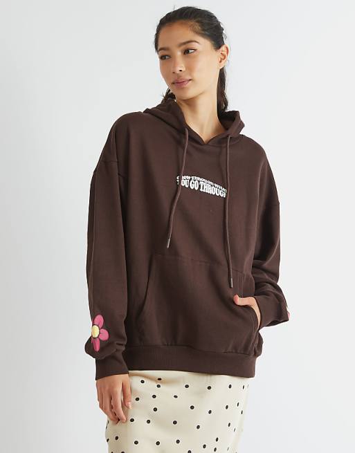 Skinnydip London Grow Through What You Go Through Hoodie In Brown