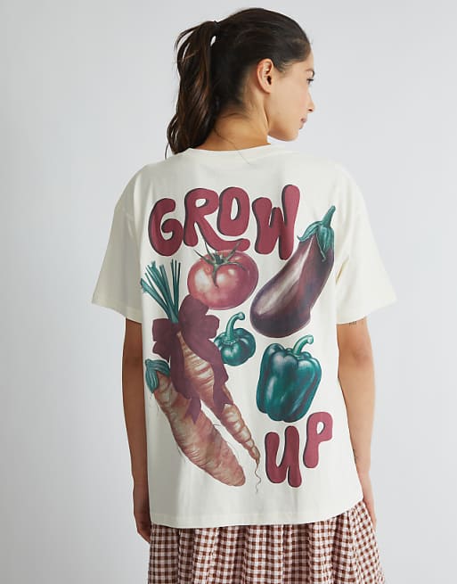 Skinnydip london grow up vegetable t-shirt in white