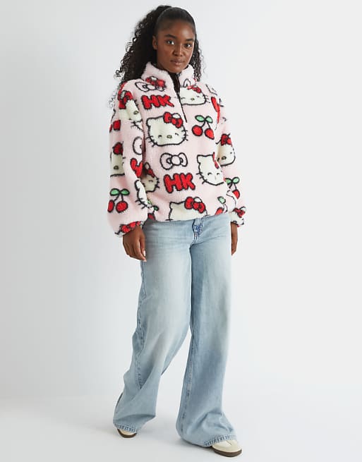Skinnydip London Hello Kitty Cherry Longline Fleece In Pink