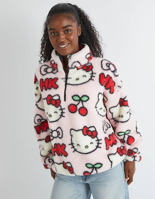 Skinnydip london hello kitty cherry longline fleece in pink