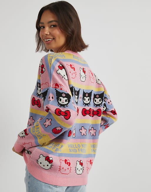 Skinnydip London Hello Kitty Stripe Knitted Jumper In Multi