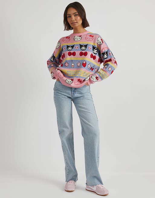 Skinnydip London Hello Kitty Stripe Knitted Jumper In Multi