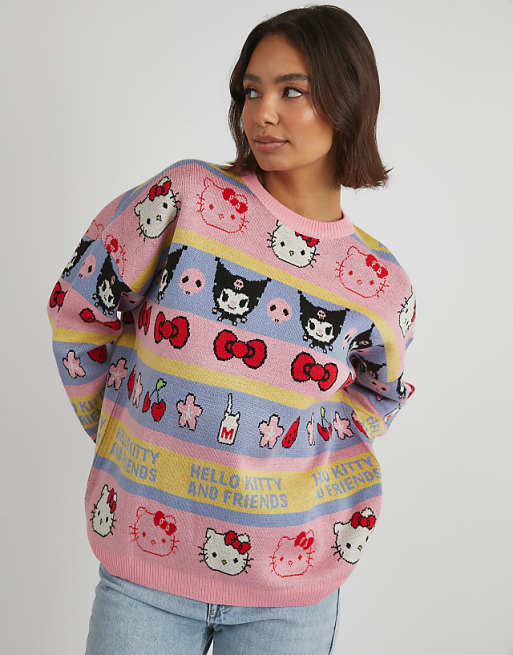 Skinnydip london hello kitty stripe knitted jumper in multi