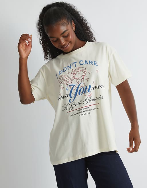 Skinnydip london i dont care t-shirt in ecru