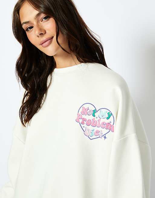 Skinnydip London I'm On A Not My Problem Diet Sweatshirt In Ecru