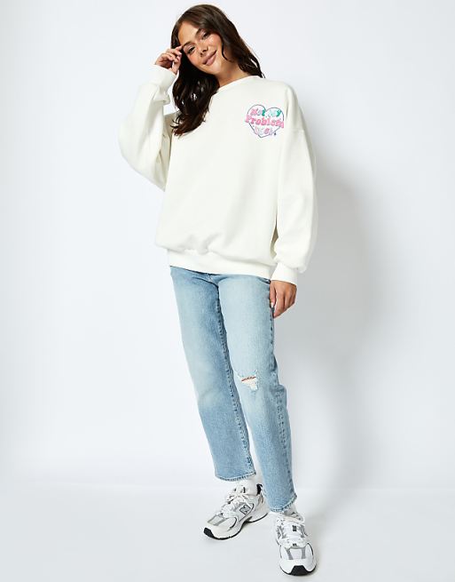 Skinnydip London I'm On A Not My Problem Diet Sweatshirt In Ecru
