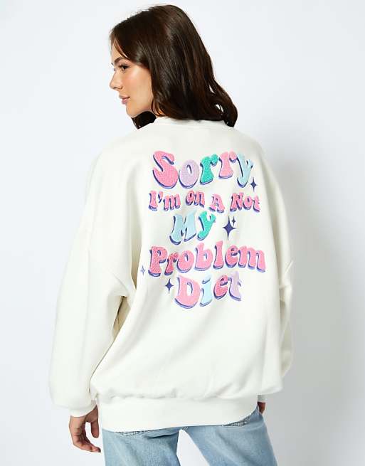 Skinnydip London I'm On A Not My Problem Diet Sweatshirt in Ecru
