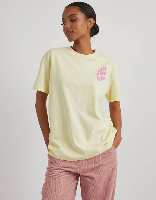 Skinnydip London Life's No Picnic T-shirt In Buttermilk In Yellow