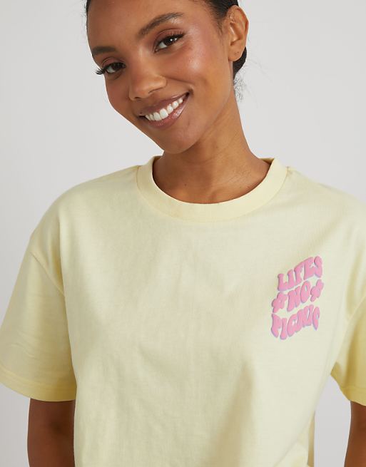 Skinnydip London Life's No Picnic T-shirt In Buttermilk In Yellow