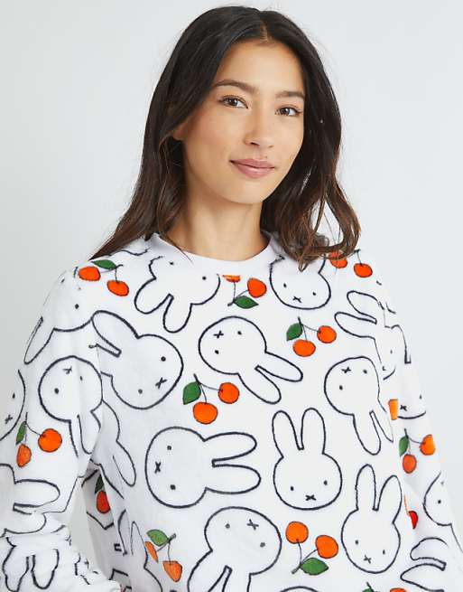 Skinnydip London Miffy Cherry Fleece Pyjama Set In White
