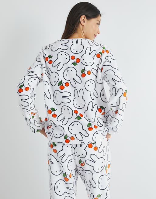 Skinnydip London Miffy Cherry Fleece Pyjama Set In White
