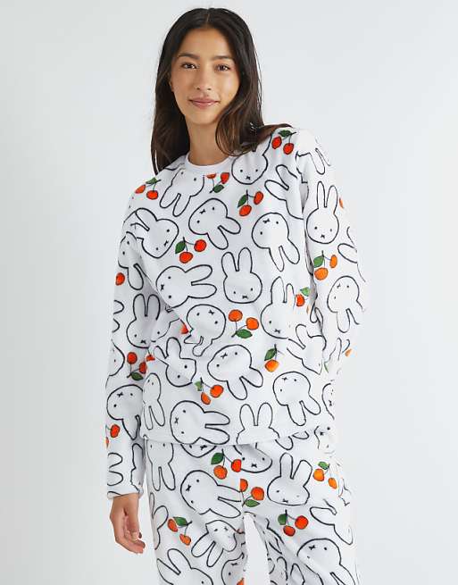 Skinnydip london miffy cherry fleece pyjama set in white