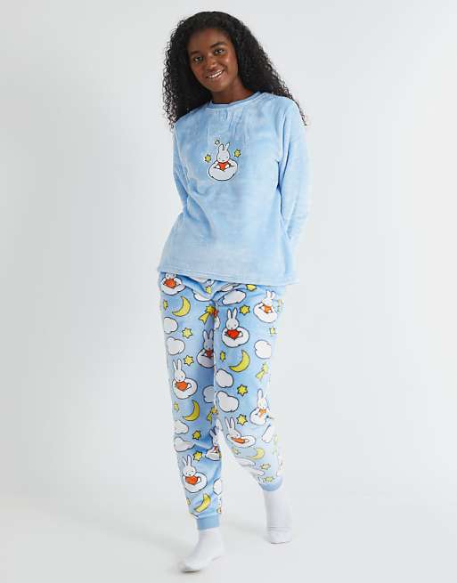 Skinnydip London Miffy Cloud Fleece Pyjama Set In Blue