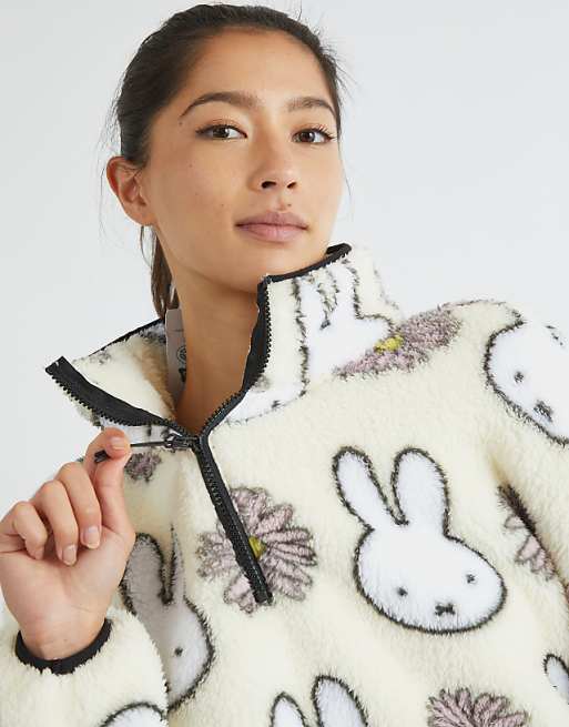 Skinnydip London Miffy Flower Longline Fleece In White
