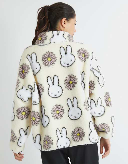 Skinnydip London Miffy Flower Longline Fleece In White