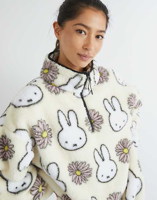 Skinnydip london miffy flower longline fleece in white