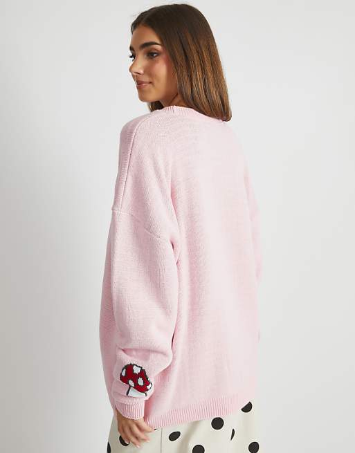 Skinnydip London Miffy Pink Flower Knitted Jumper In Pink