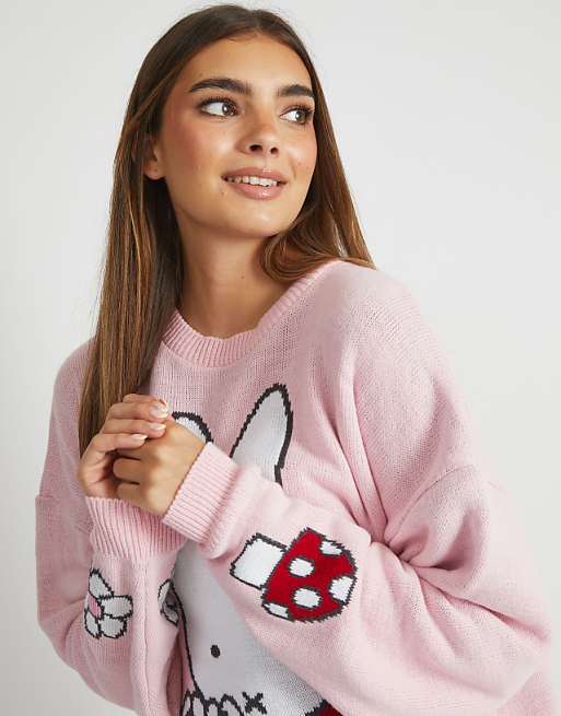 Skinnydip London Miffy Pink Flower Knitted Jumper In Pink