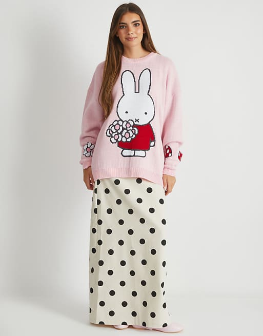 Skinnydip London Miffy Pink Flower Knitted Jumper In Pink