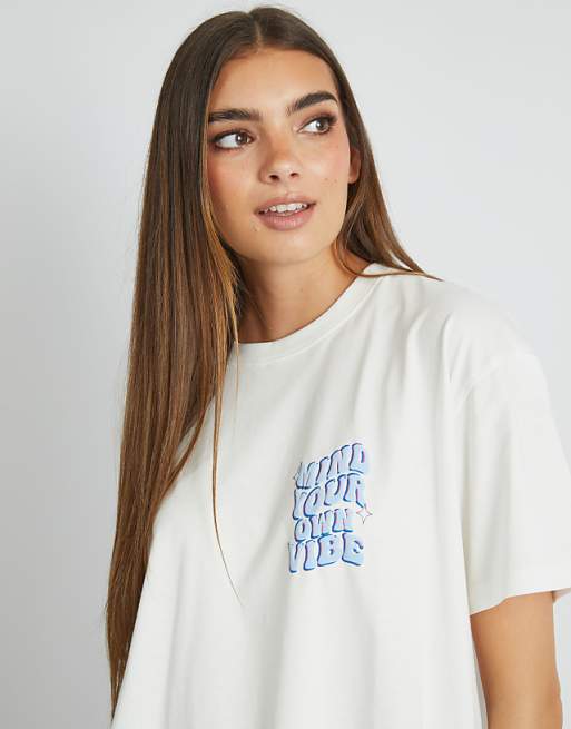 Skinnydip London Mind Your Own Vibe Shell T-shirt In White