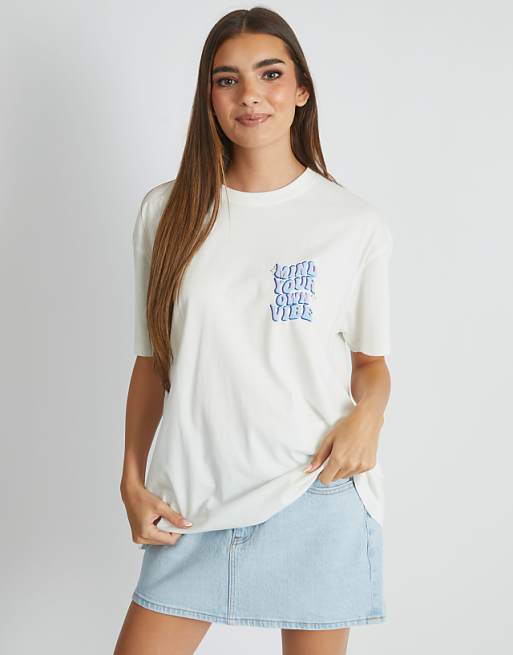 Skinnydip London Mind Your Own Vibe Shell T-shirt In White