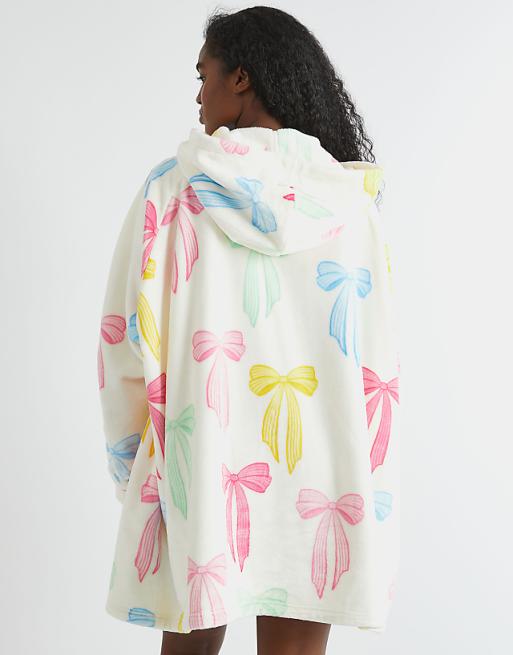 Skinnydip London Multicolour Bow Blanket Hoodie In White