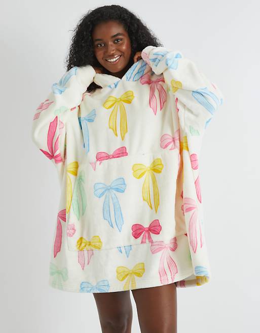 Skinnydip london multicolour bow blanket hoodie in white