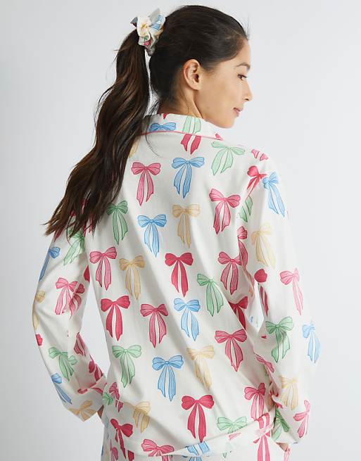 Skinnydip London Multicolour Bow Pyjama Set In White