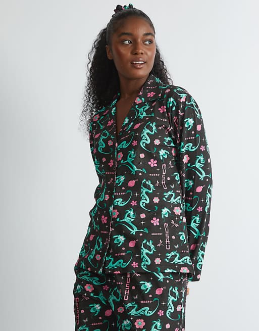 Skinnydip London Mushu Pyjama Set In Black