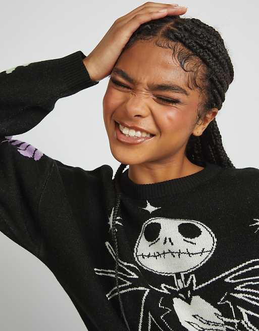 Skinnydip London Nightmare Before Christmas Jack Knitted Jumper In Black