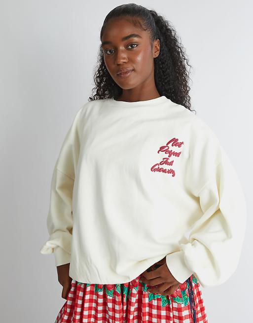 Skinnydip London Not Perfect Just Growing Sweatshirt In White