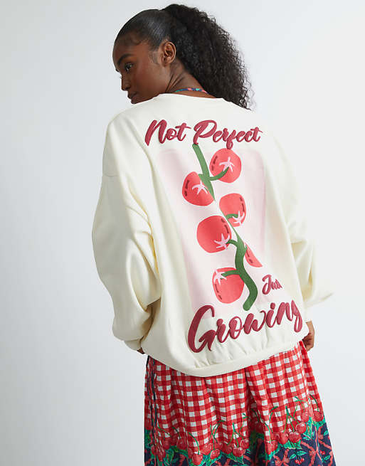 Skinnydip london not perfect just growing sweatshirt in white
