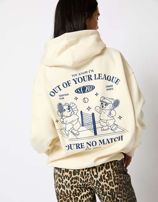 Skinnydip London Out Of Your League Pickleball Hoodie In Ecru