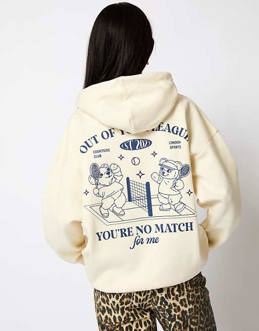 Skinnydip london out of your league pickleball hoodie in ecru