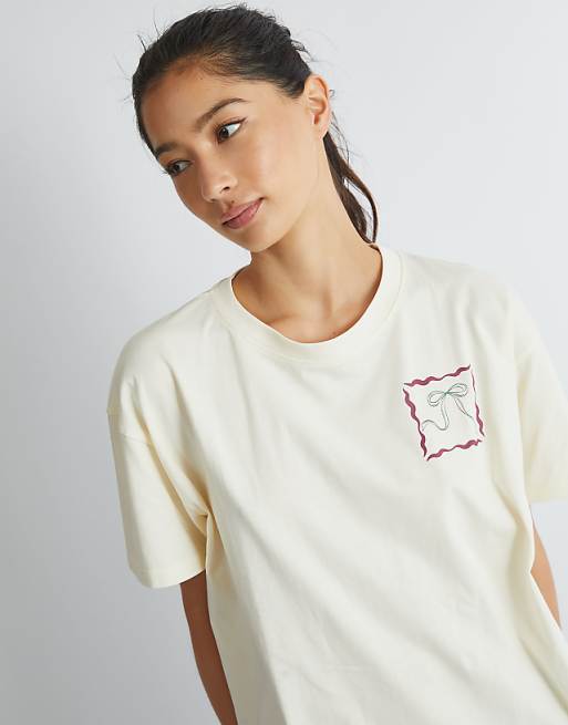 Skinnydip London Patchwork T-shirt In Ecru