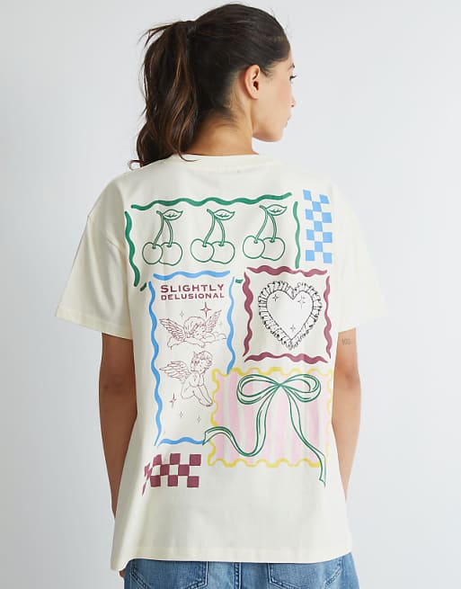 Skinnydip london patchwork t-shirt in ecru