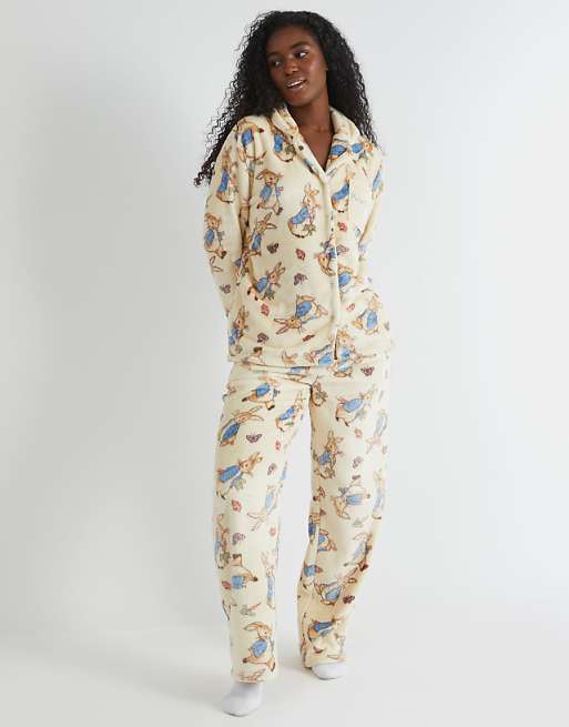 Skinnydip london peter rabbit fleece pyjama set in white