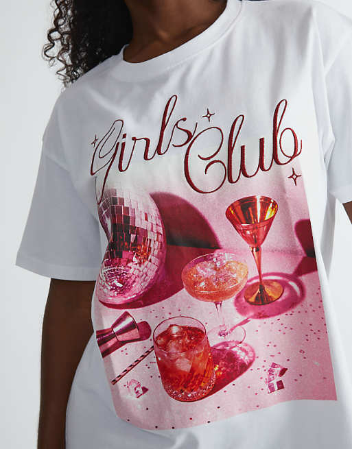 Skinnydip London Photographic Girls Club T-shirt In White