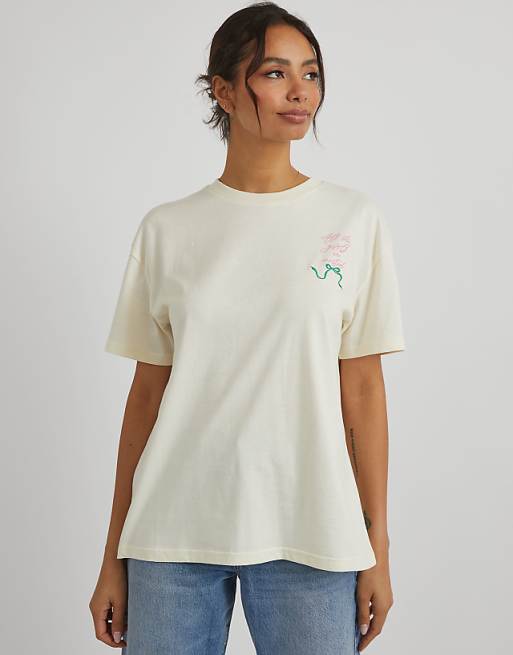 Skinnydip London Picnic Party T-shirt In Ecru