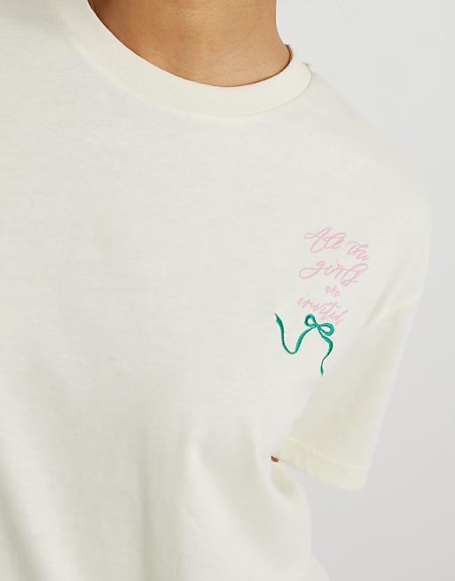 Skinnydip London Picnic Party T-shirt In Ecru