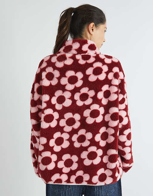 Skinnydip London Pink Flower Longline Fleece In Pink