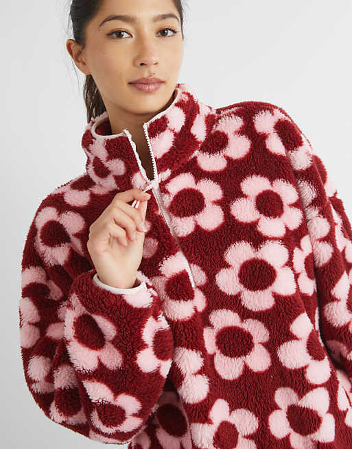 Skinnydip London Pink Flower Longline Fleece In Pink