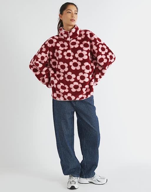 Skinnydip London Pink Flower Longline Fleece In Pink