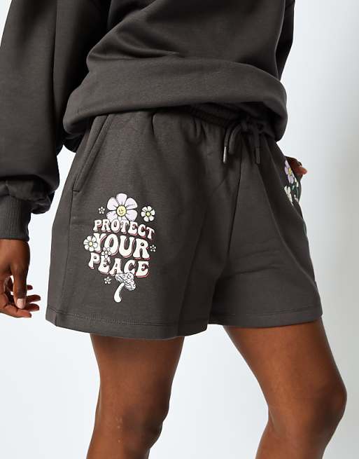 Skinnydip London Protect Your Peace Acid Wash Jogger Shorts