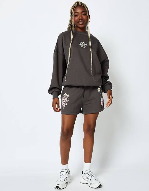 Skinnydip London Protect Your Peace Acid Wash Jogger Shorts