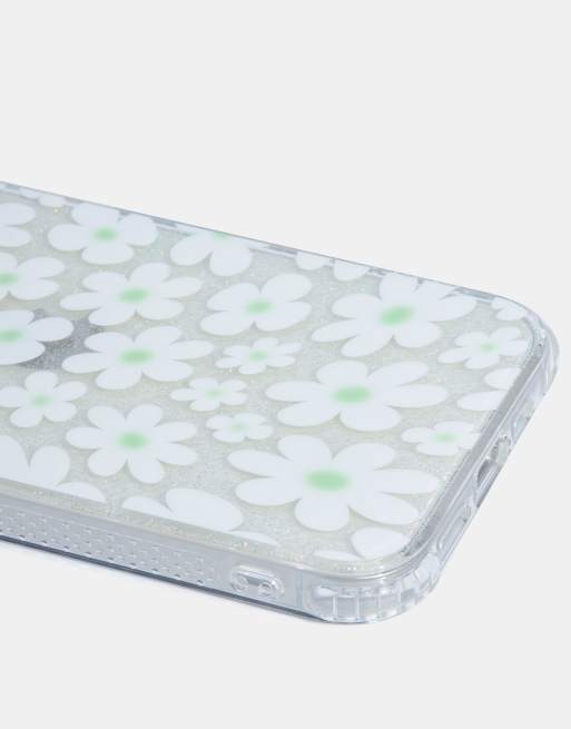 Skinnydip London Sage & White Warped Daisy Shock Iphone Case In White