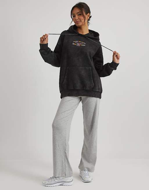 Skinnydip London Self Love Club Hoodie In Acid Wash In Grey