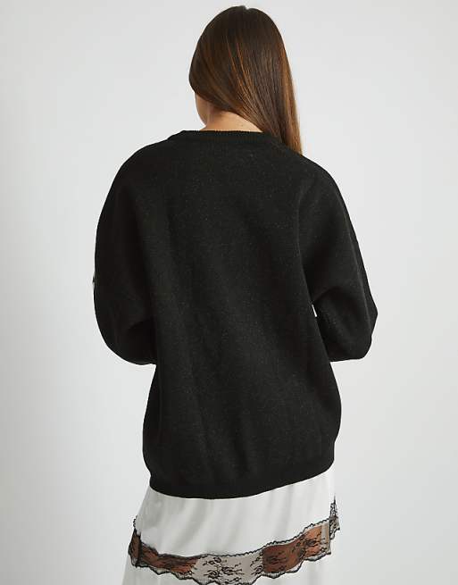 Skinnydip London Snoopy Flower Black Knitted Jumper In Black